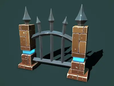 Fantasy fence Low-poly 3D model