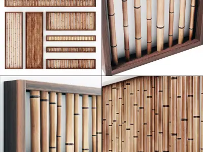 Bamboo branch wall 3D model