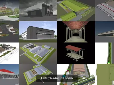 Factory building 3D Model Pack