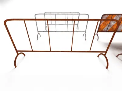 roadblock set metal frame Low-poly 3D model