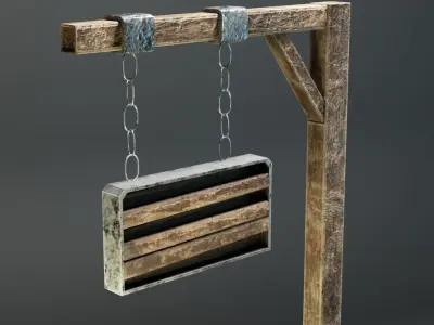 Old Wooden Sign Low-poly 3D model