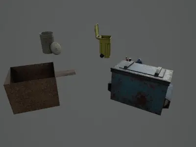 city Trash pack Free low-poly 3D model