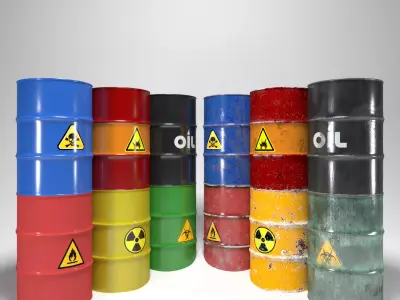 Full Barrels Collection Low-poly 3D model
