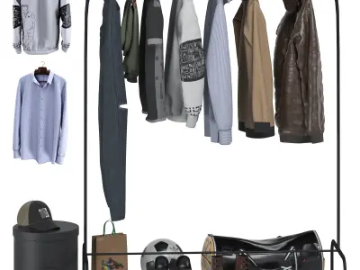 Clothes Ikea MULIG floor hanger 3D model