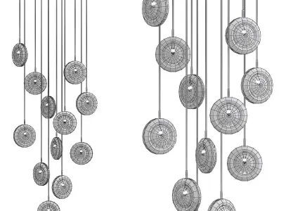 lenss glass chandelier with orange balls hanging from it 3D model