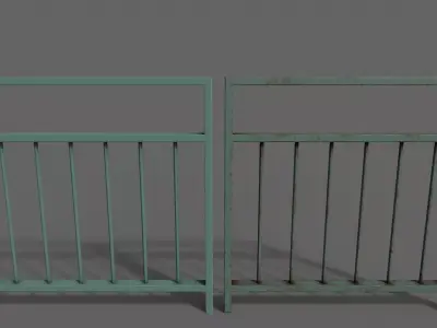PBR Pedestrian Guard Rail Green V4 Low-poly 3D model