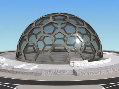 medium hexagon dome with an underground entrance 3D model