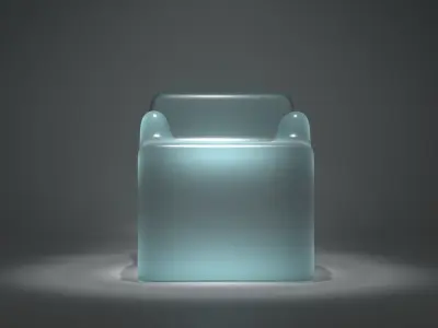 Armchair glass chair with light in middle Low-poly 3D model