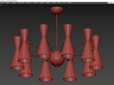 Nordic Moderne Kroonluchter Verlichting Woonkamer Low-poly 3D model