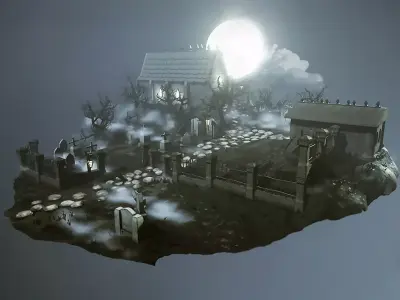 Stylized Graveyard Environment Modular Pack 3D model