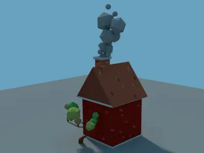 Low Poly Cartoon House Model Low-poly 3D model