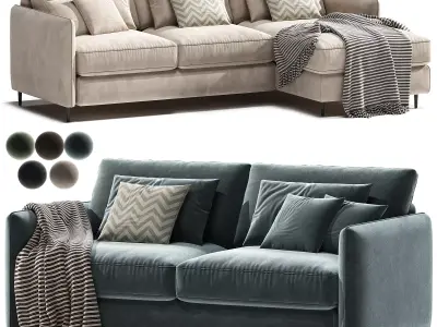 Sofa cama rinconero de algodon lino Lomeo 3D model