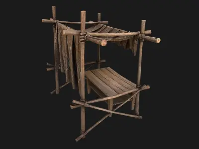 Market Stalls Brown Tent Brown  Low-poly 3D model