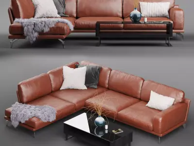 PERUNA LEATHER MODULAR SECTIONAL SOFA  3D model