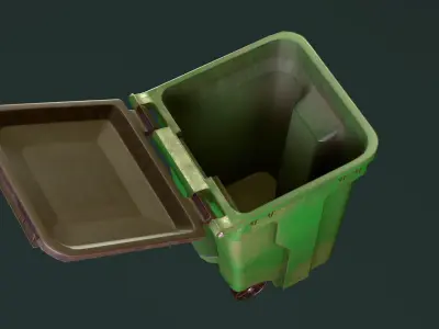 Trash Bin Game Asset - Openable Lid  Low-poly 3D model
