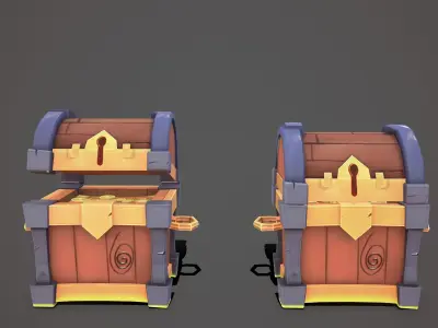 Stylized chest Low-poly 3D model buy