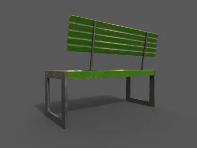 Street Bench Low-poly 3D model