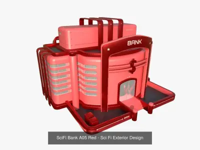 10 Sci Fi Buildings Collection E - Red - Exterior Design 3D Model Pack