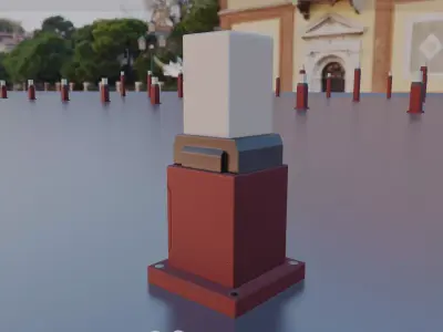 Street Light 8 Bollard 350mm Dark Red Version 3 Low-poly 3D model