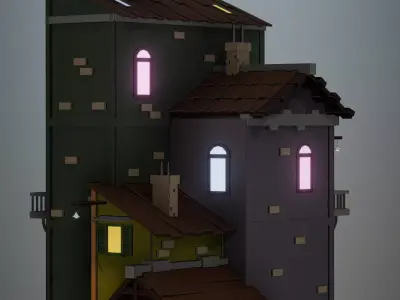 Low-poly building Low-poly 3D model purchase