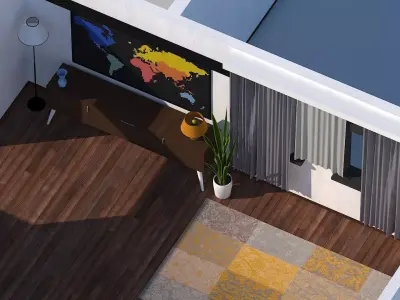 Home Hallway Center Console Cabinet and Picture Board Low-poly 3D model