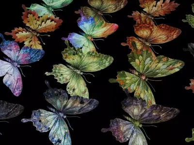 16 Leaf Butterfly Hybrid Swarm Low-poly 3D model