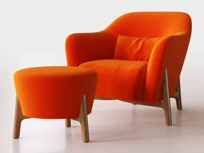 Pilotis Armchair and Pouf 3D model