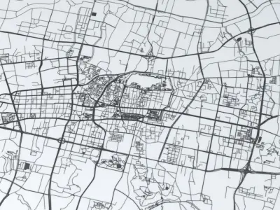 Jinan Road Network and Streets 3D model