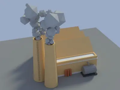 Low Poly Cartoon Factory 4 Low-poly 3D model