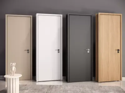 door Modern Wooden Interior Door with Furniture architectural 3D model order