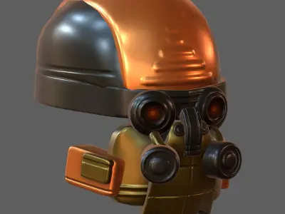 Gas mask helmet 3d model scifi Low-poly  PBR 3D model