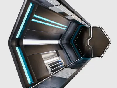 Sci Fi Corridor Hexagon Low-poly 3D model