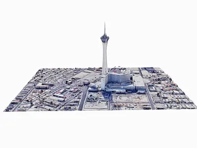 The Strat Tower - Las vegas -  Stratosphere Low-poly 3D model