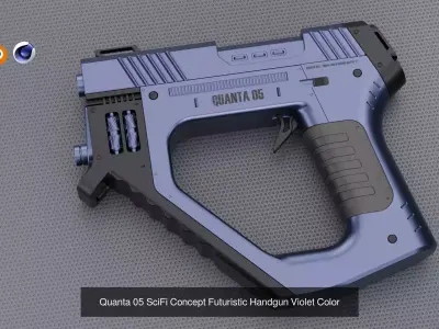Quanta 05 SciFi Concept Handgun with 4 Color Variation 3D Model Pack