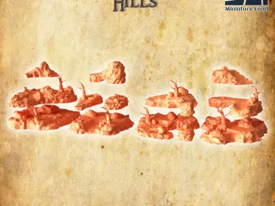 Modular Hills Tabletop Terrain 28 MM 3D print model