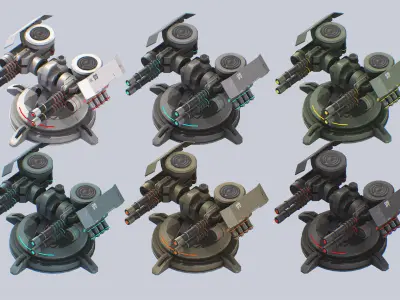 Plasma turret Low-poly 3D model 5