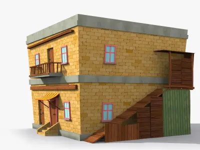 Cartoon House v Low-poly 3D model