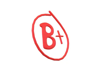 Grade B Plus Symbol v1 001 Low-poly 3D model