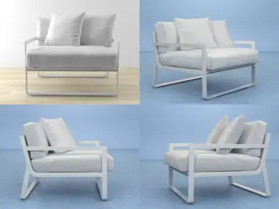 Flat armchair 3D model