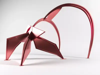 Red modern sculpture 3D model