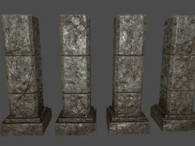 ruin set stone block Low-poly 3D model