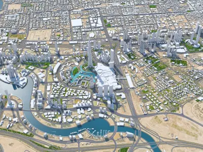 Dubai Business Bay UAE Low-poly 3D model