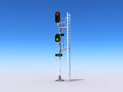 Railway Signals Low-poly 3D model