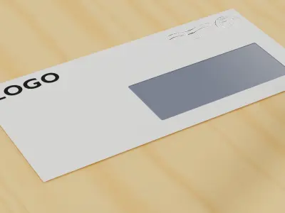 Mail envelope with window Low-poly 3D model