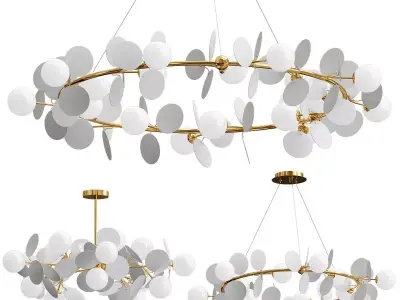 Matisse collection circular chandelier with gold balls 3D model