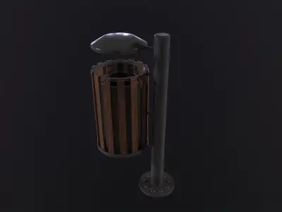 Wood Trash Bin 3D Model Low-poly 3D model