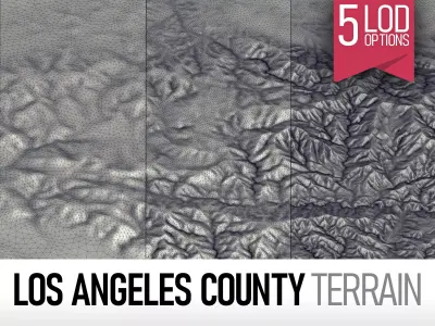Los Angeles County Terrain Low-poly 3D model