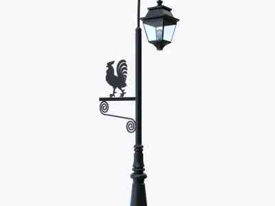 Black Low Poly Vintage Street Lamp Post PBR Game Ready  Low-poly 3D model