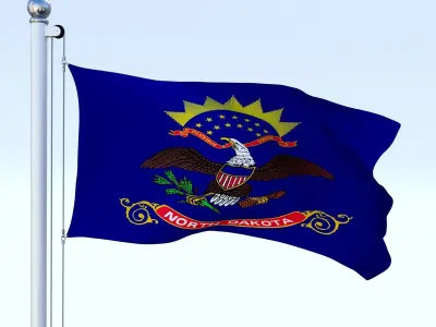Animated North Dakota Flag Low-poly 3D model