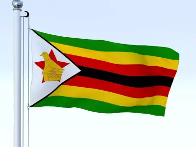Animated Zimbabwe Flag Low-poly 3D model
